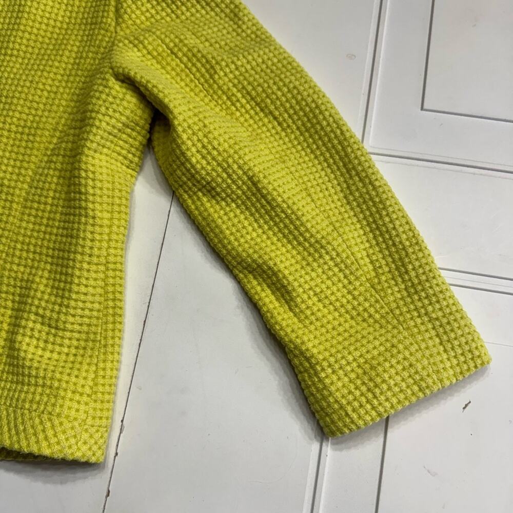 Ann Taylor Womens Sz 12P 3/4 Sleeve Yellow Waffle Knit Cotton Blazer Yellow - Picture 8 of 8